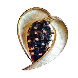 Vintage Amazing 60s Trifari Rhinestone Heart Brooch (A1508)